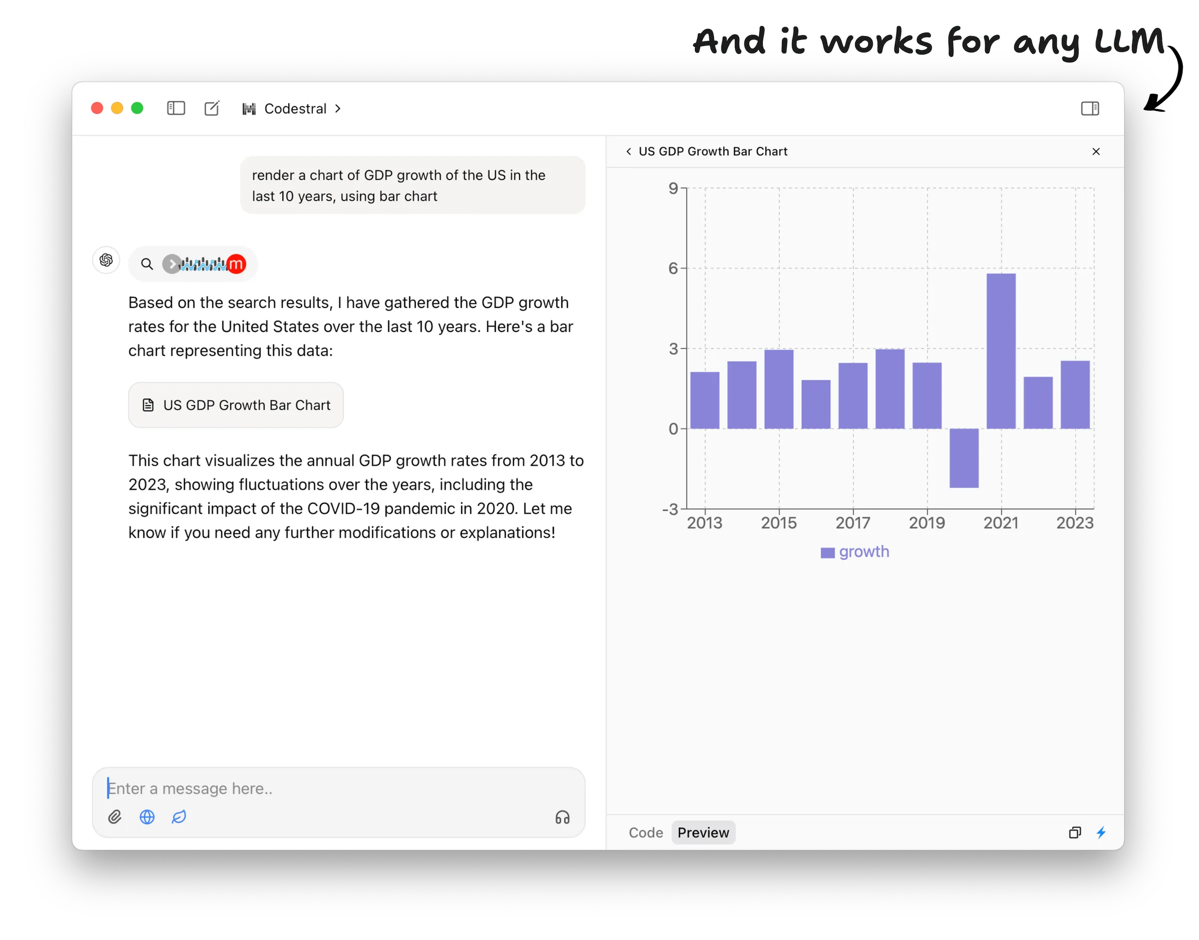 Screenshot of ChatWise - showing app interface and features