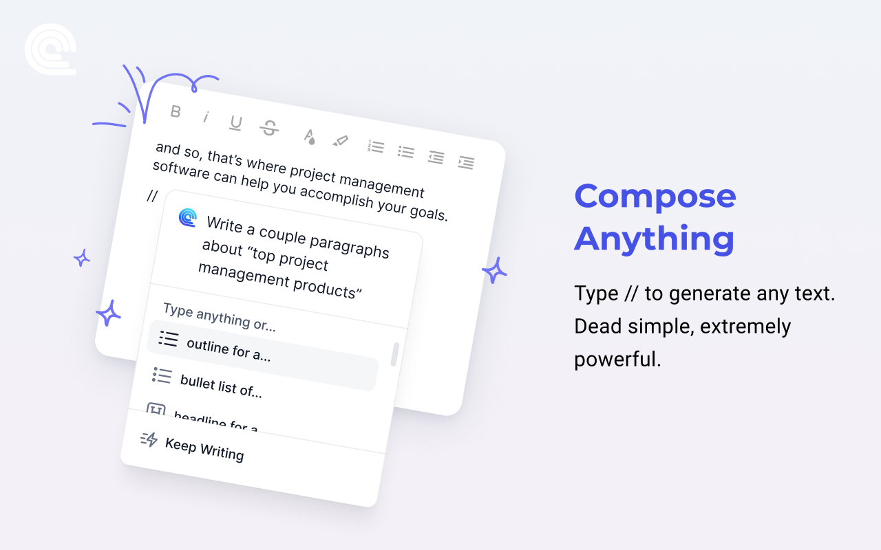 Screenshot of Compose AI - showing app interface and features