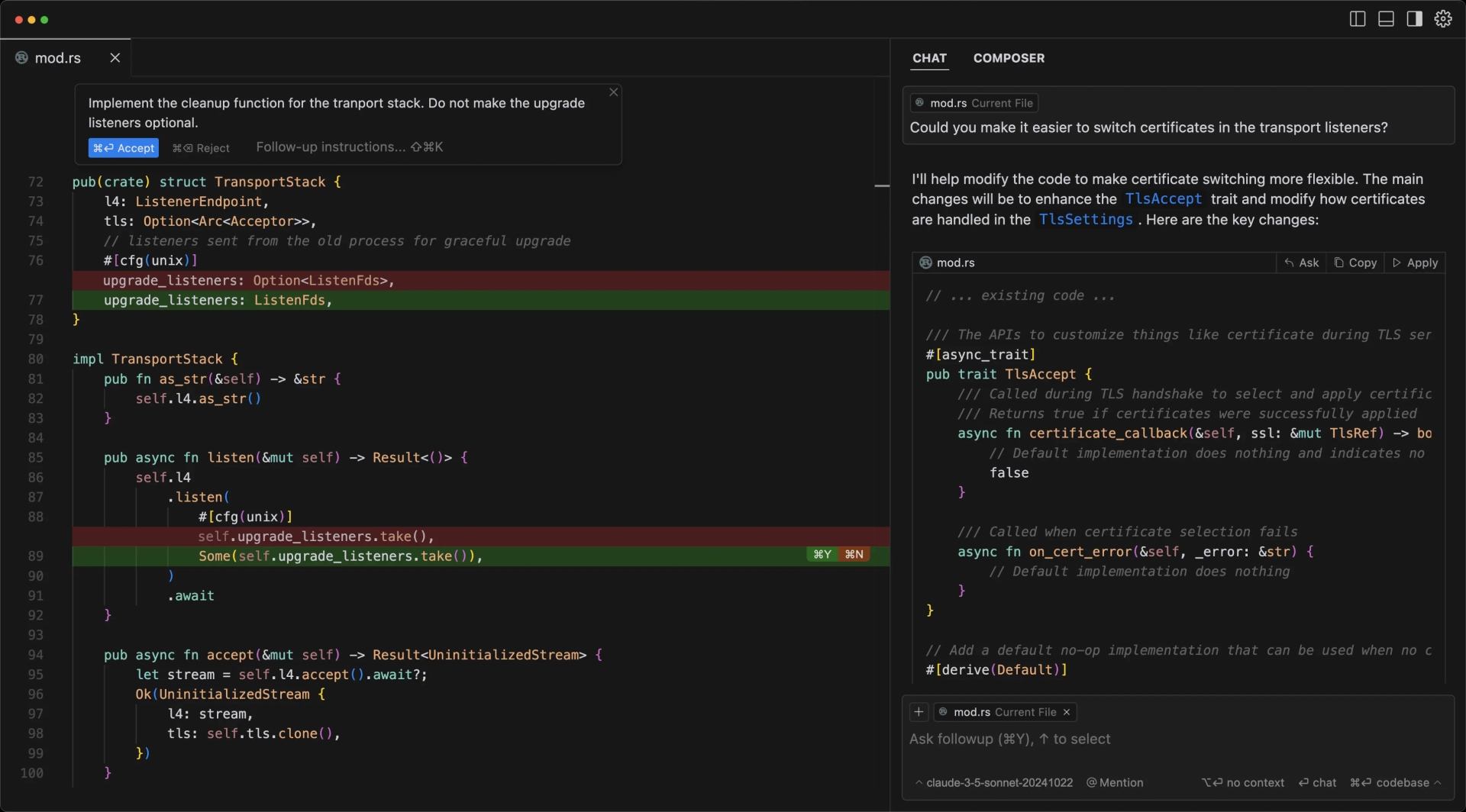 Screenshot of Cursor - showing app interface and features