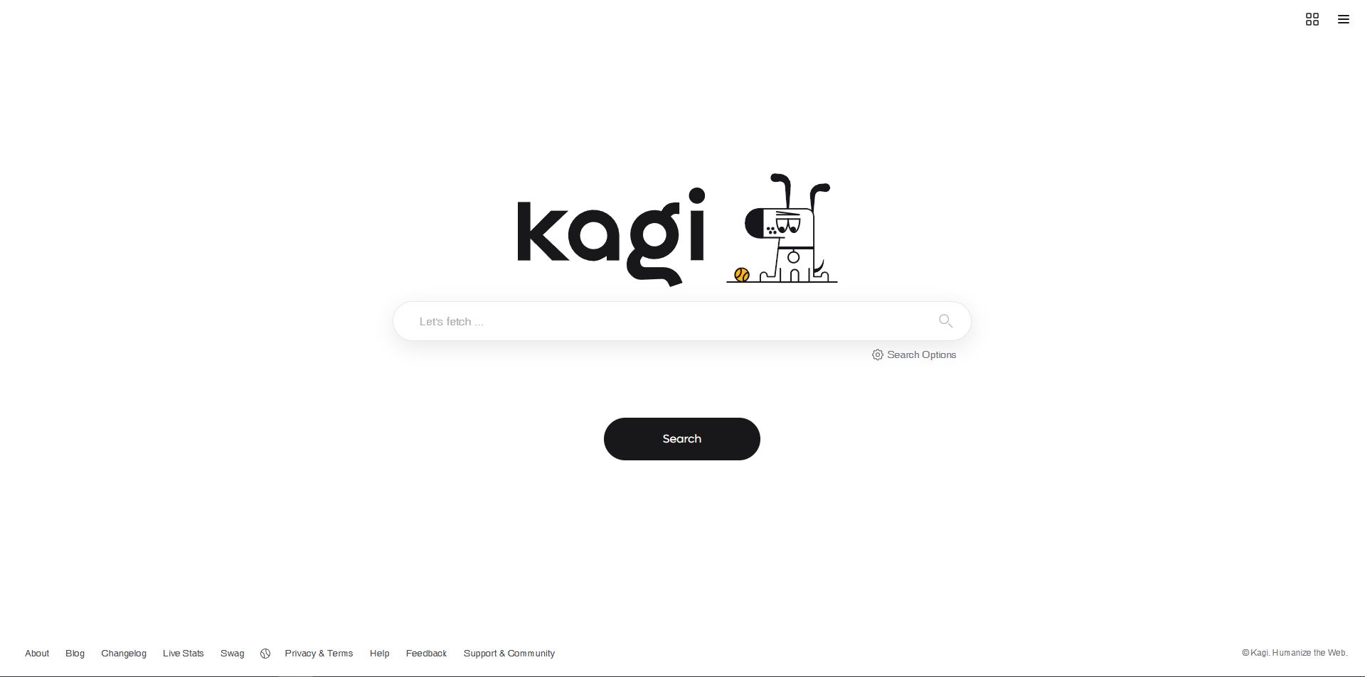 Screenshot of Kagi - showing app interface and features