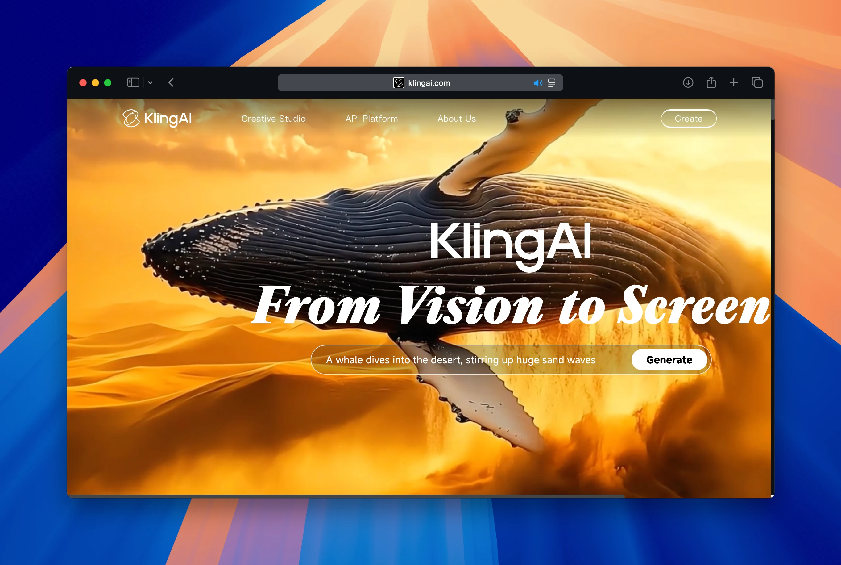 Screenshot of Kling AI - showing app interface and features
