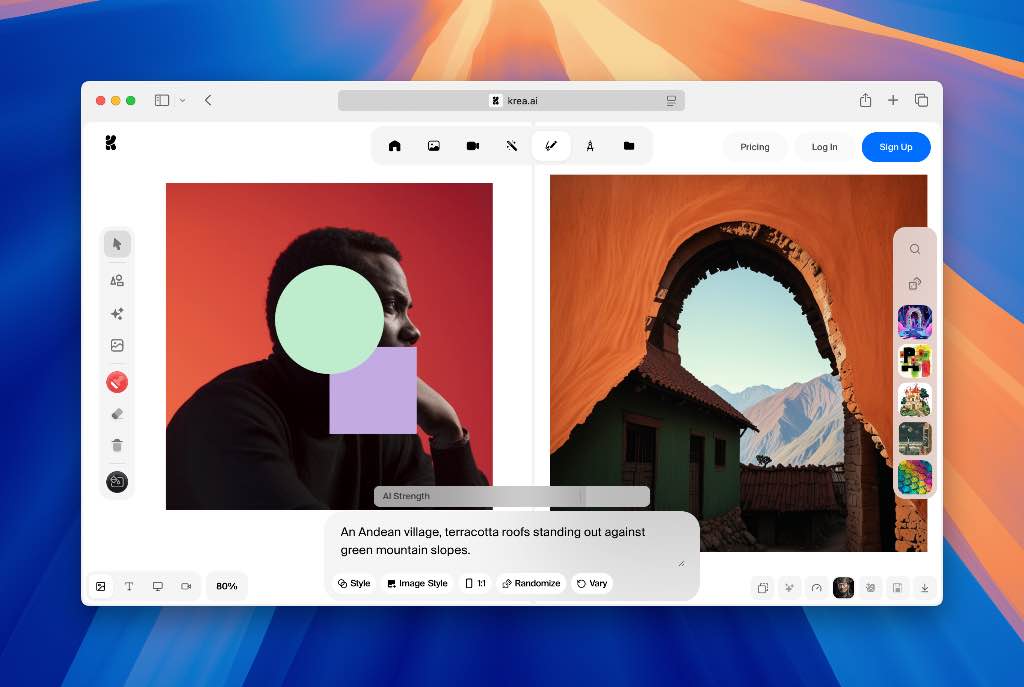 Screenshot of Krea - showing app interface and features