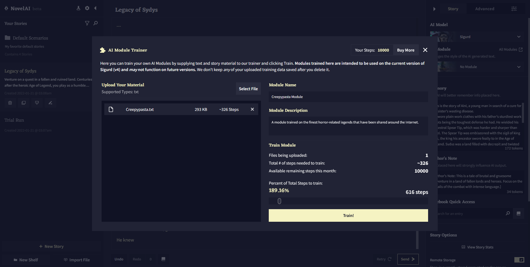 Screenshot of NovelAI - showing app interface and features