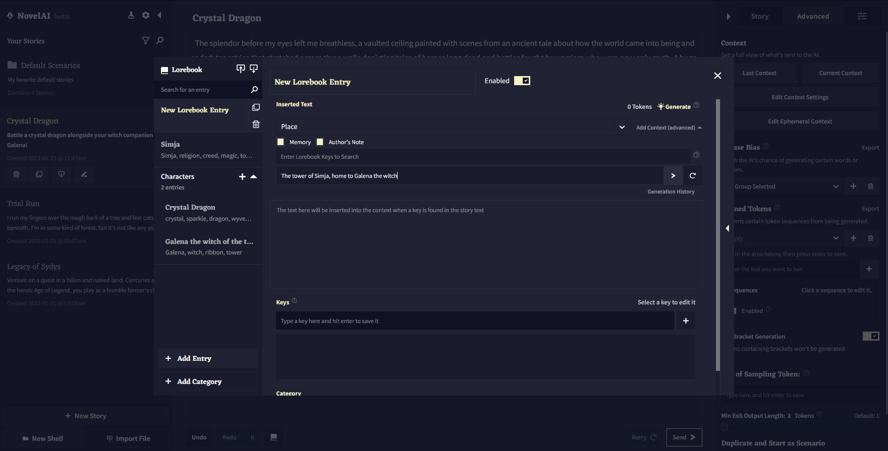 Screenshot of NovelAI - showing app interface and features