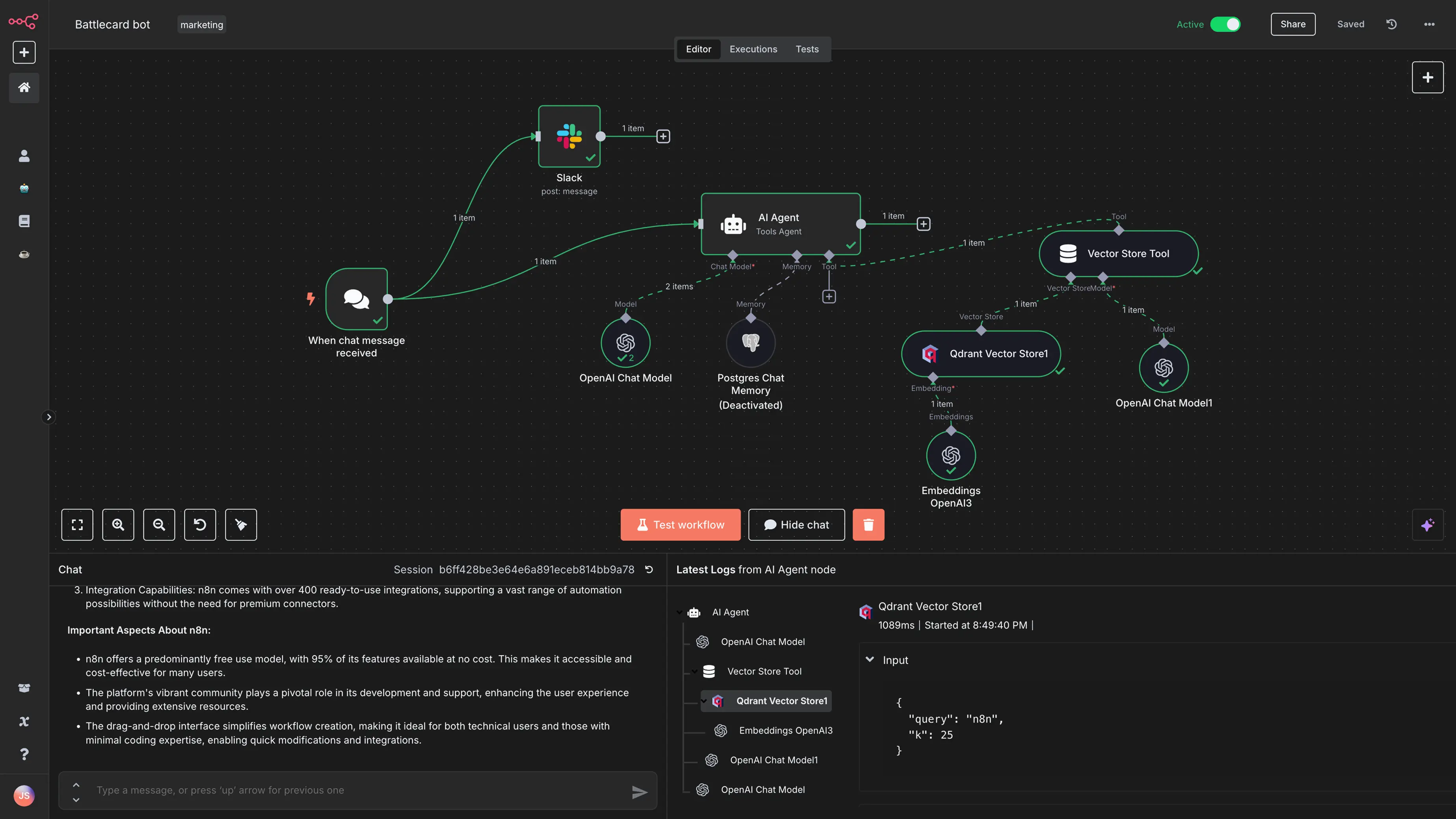 Screenshot of n8n.io - showing app interface and features