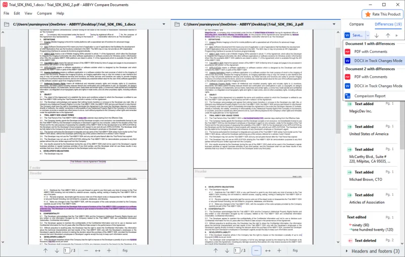 Screenshot of ABBYY FineReader PDF - showing app interface and features