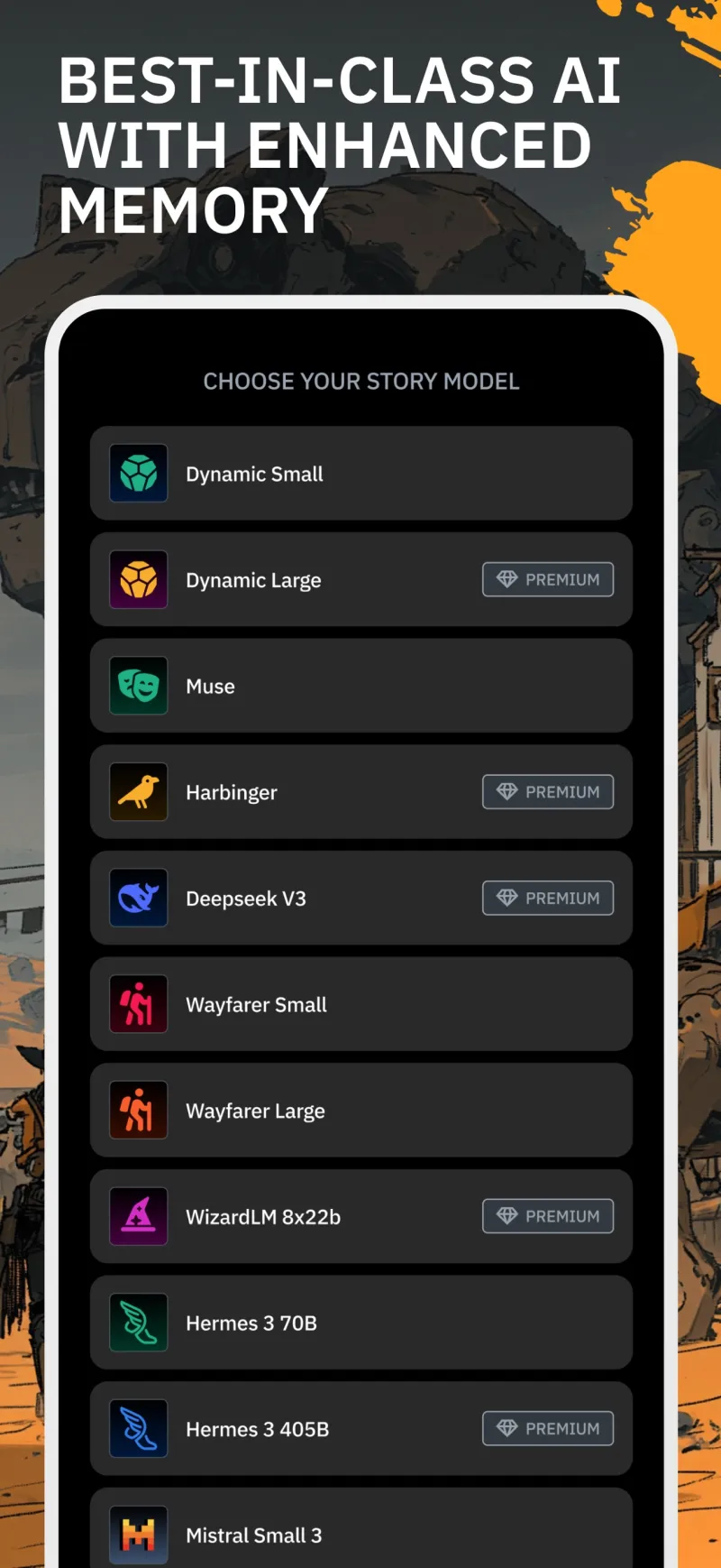 Screenshot of AI Dungeon - showing app interface and features