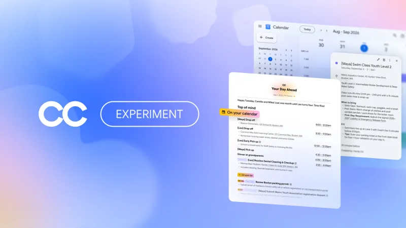 Screenshot of CC - showing app interface and features