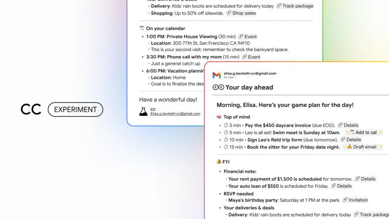 Screenshot of CC - showing app interface and features