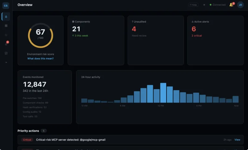 Screenshot of ClawSecure - showing app interface and features