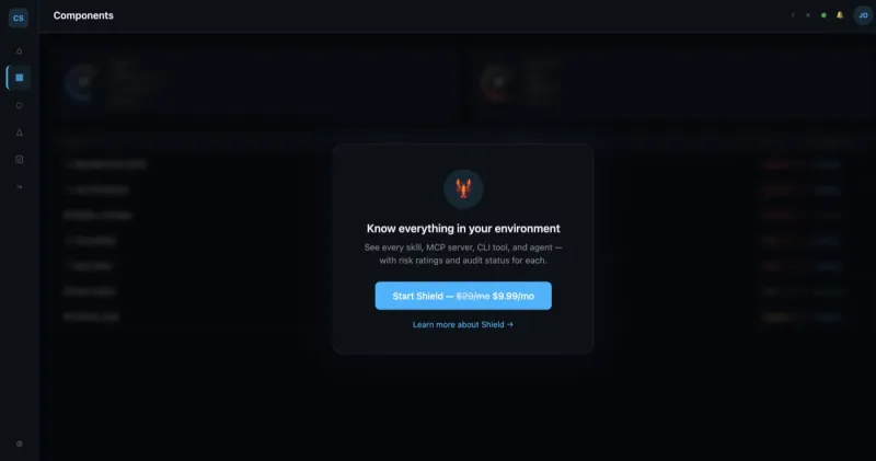 Screenshot of ClawSecure - showing app interface and features