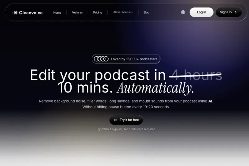 Screenshot of Cleanvoice - showing app interface and features