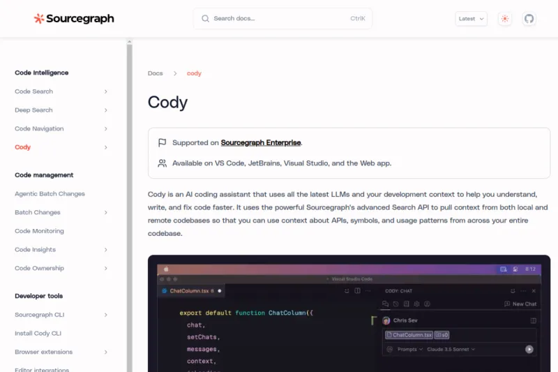 Screenshot of Cody - showing app interface and features
