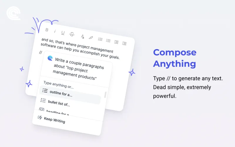 Screenshot of Compose AI - showing app interface and features