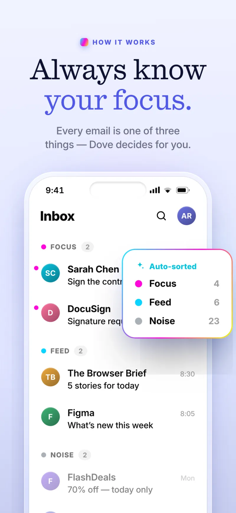 Screenshot of Dove - showing app interface and features