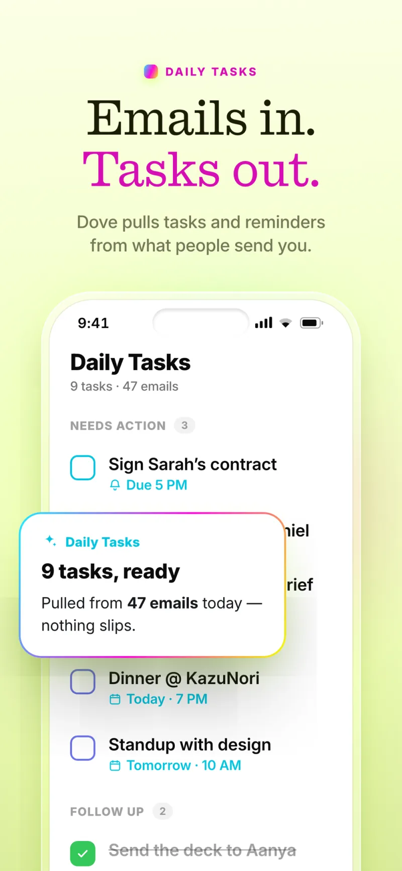 Screenshot of Dove - showing app interface and features
