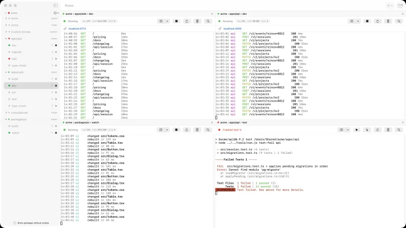 Screenshot of Grove - showing app interface and features