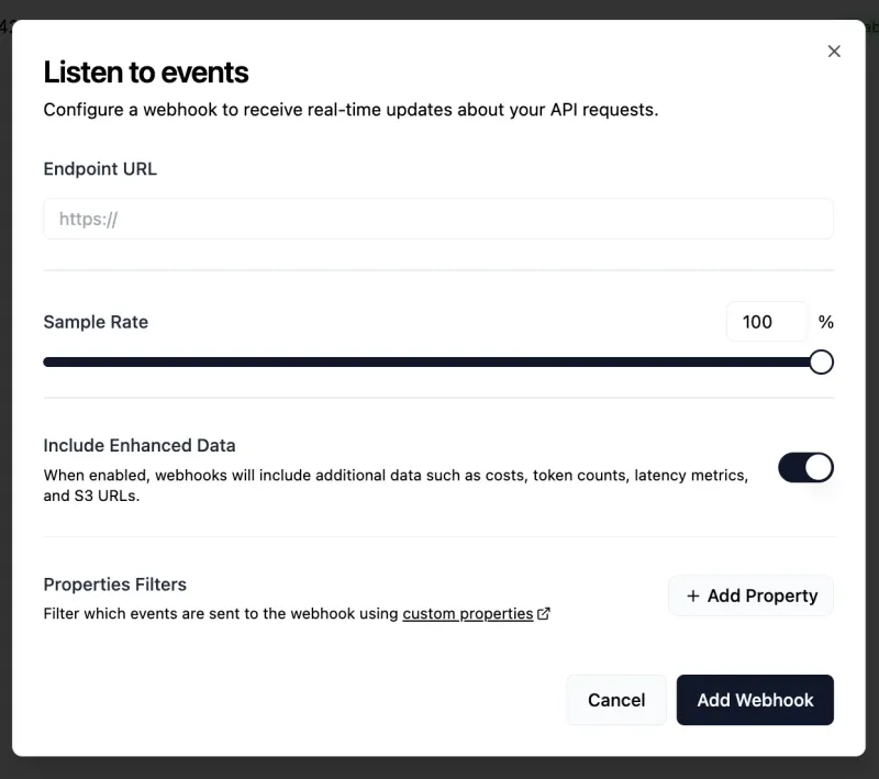 Screenshot of Helicone - showing app interface and features