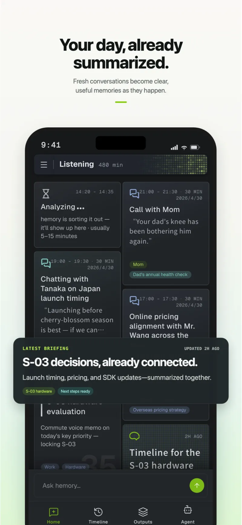 Screenshot of Hemory - showing app interface and features