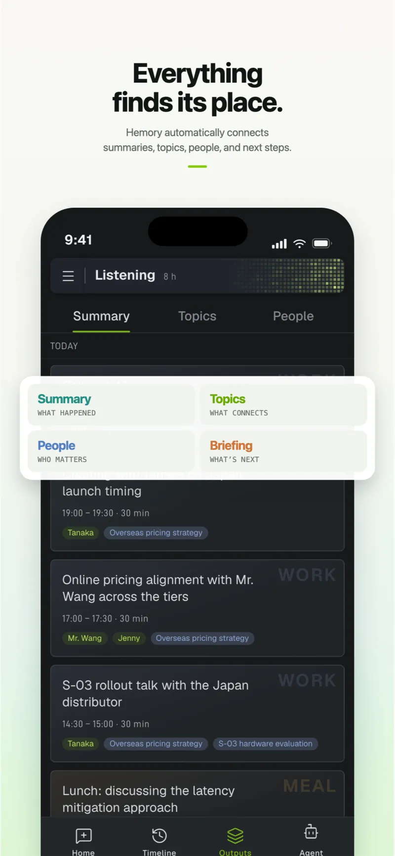 Screenshot of Hemory - showing app interface and features