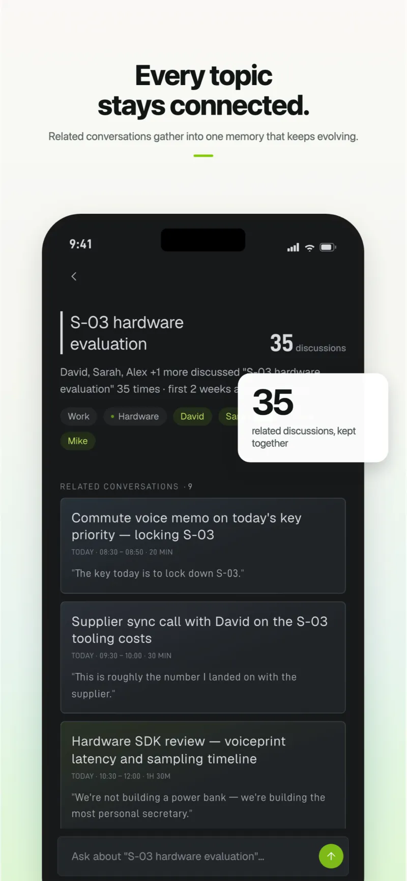Screenshot of Hemory - showing app interface and features