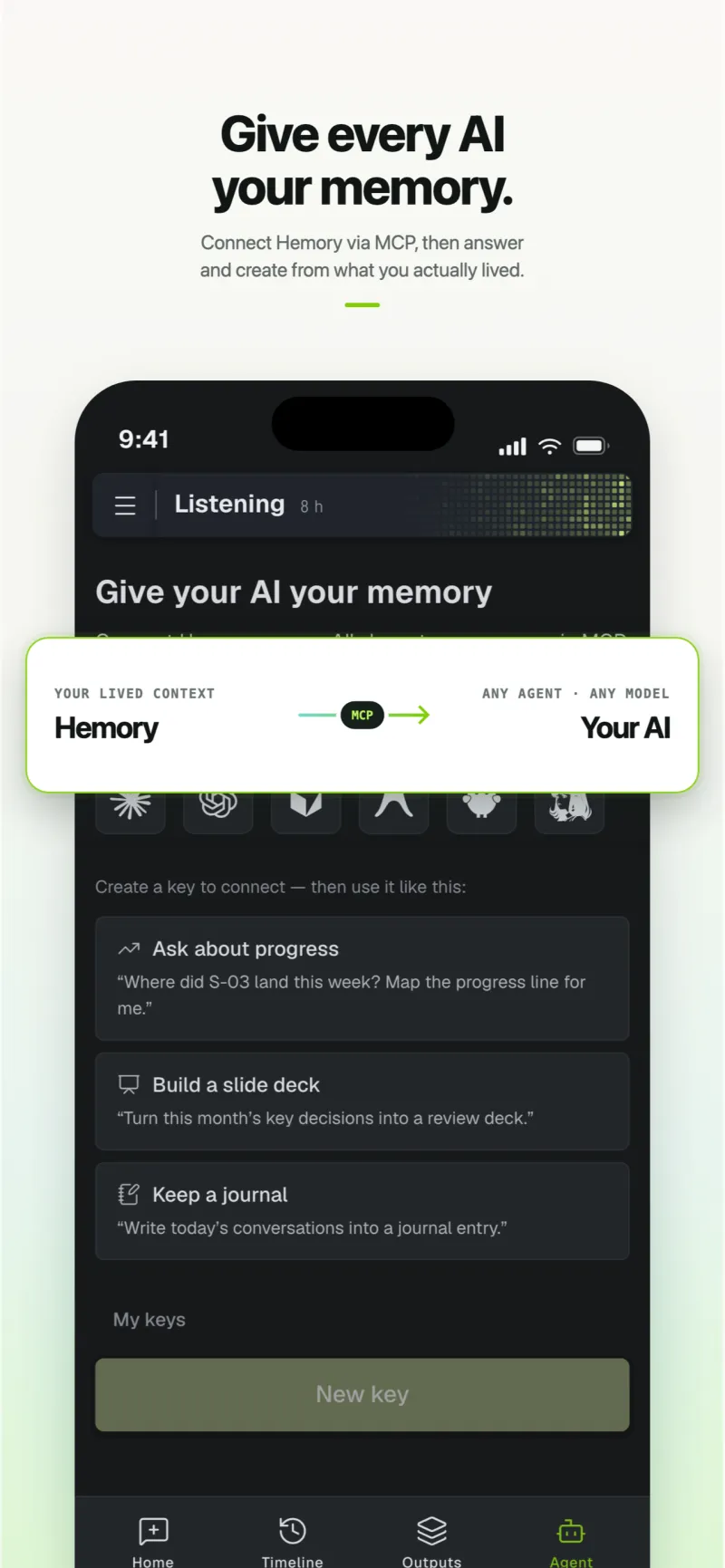 Screenshot of Hemory - showing app interface and features
