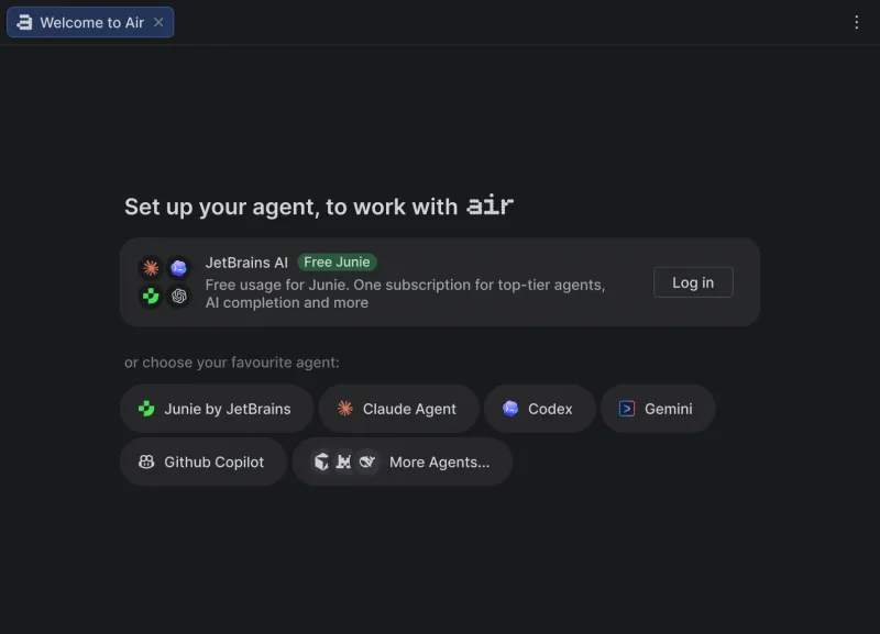 Screenshot of JetBrains Air - showing app interface and features
