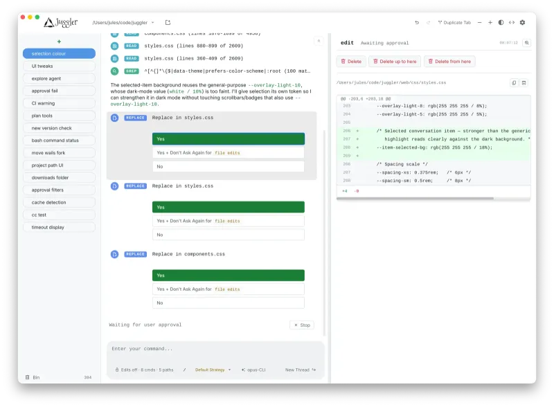 Screenshot of Juggler - showing app interface and features