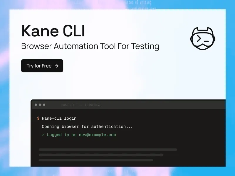 Screenshot of Kane CLI - showing app interface and features