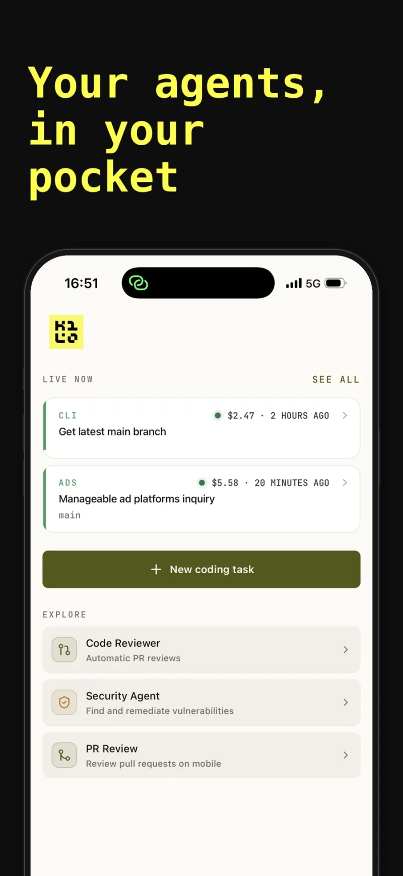 Screenshot of Kilo Code - showing app interface and features