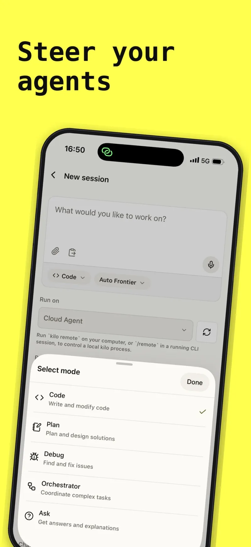 Screenshot of Kilo Code - showing app interface and features