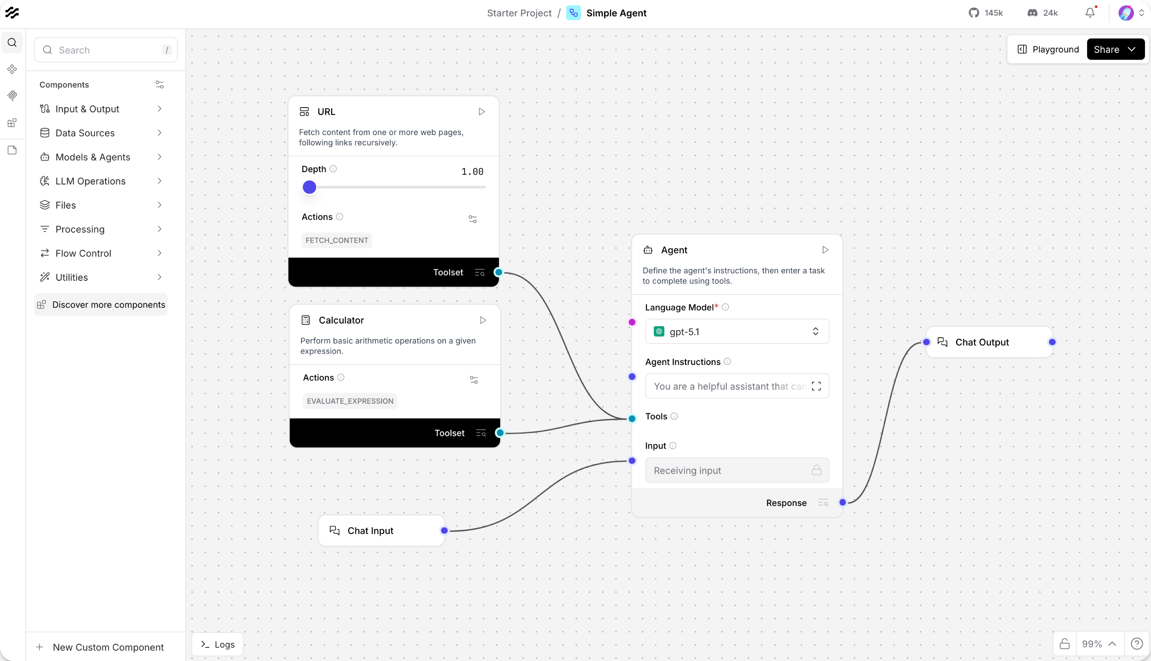 Screenshot of Langflow - showing app interface and features