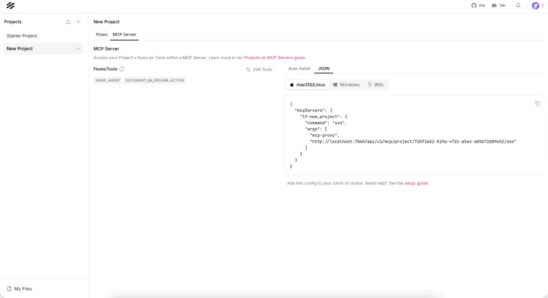 Screenshot of Langflow - showing app interface and features