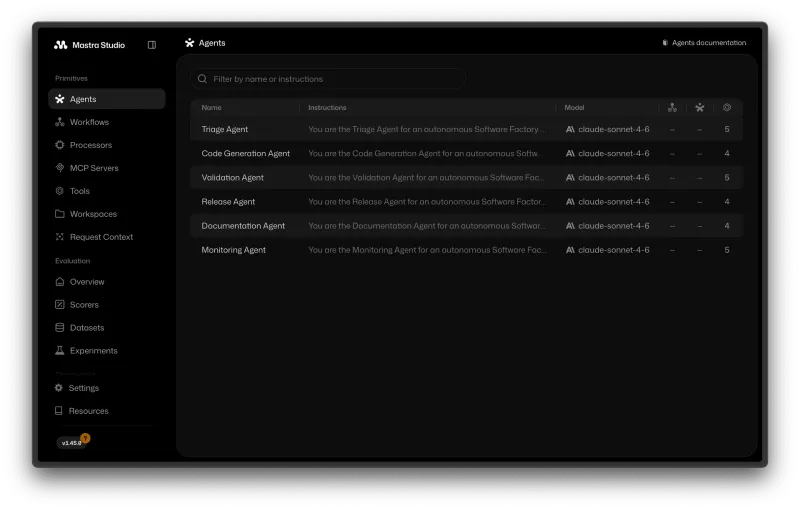 Screenshot of Mastra - showing app interface and features