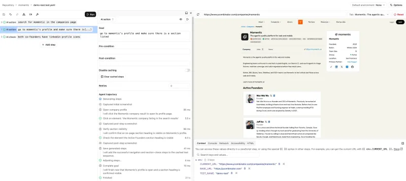 Screenshot of Momentic - showing app interface and features