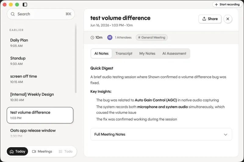 Screenshot of Oats - showing app interface and features