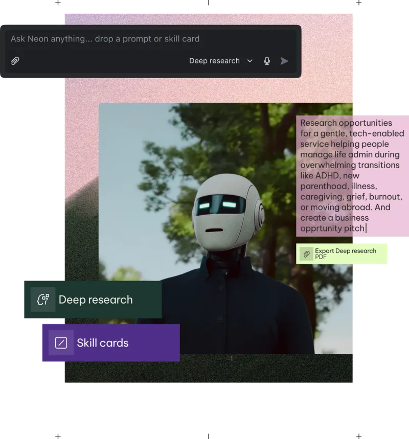 Screenshot of Opera Neon - showing app interface and features