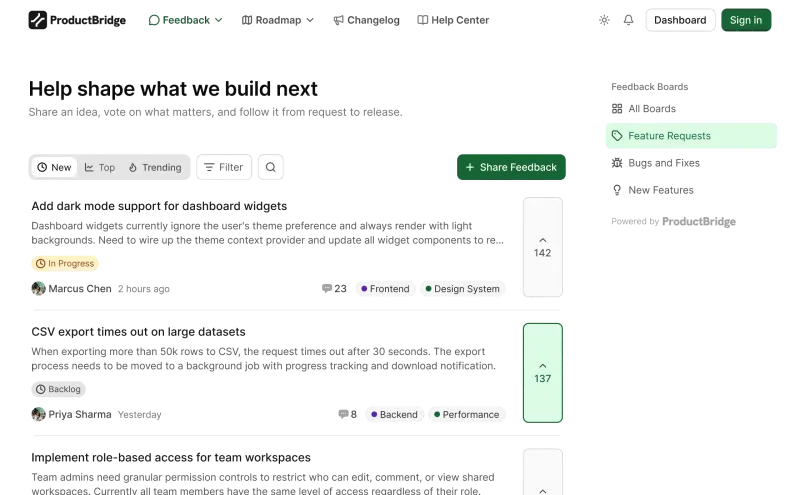Screenshot of ProductBridge - showing app interface and features