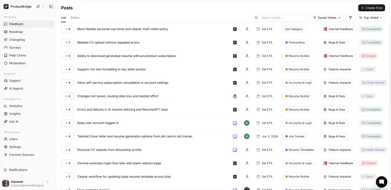 Screenshot of ProductBridge - showing app interface and features
