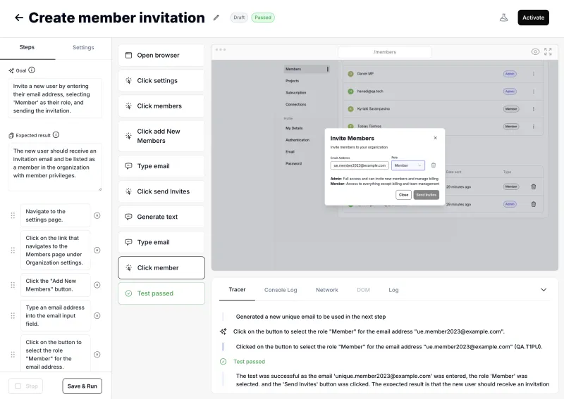 Screenshot of QA.tech - showing app interface and features