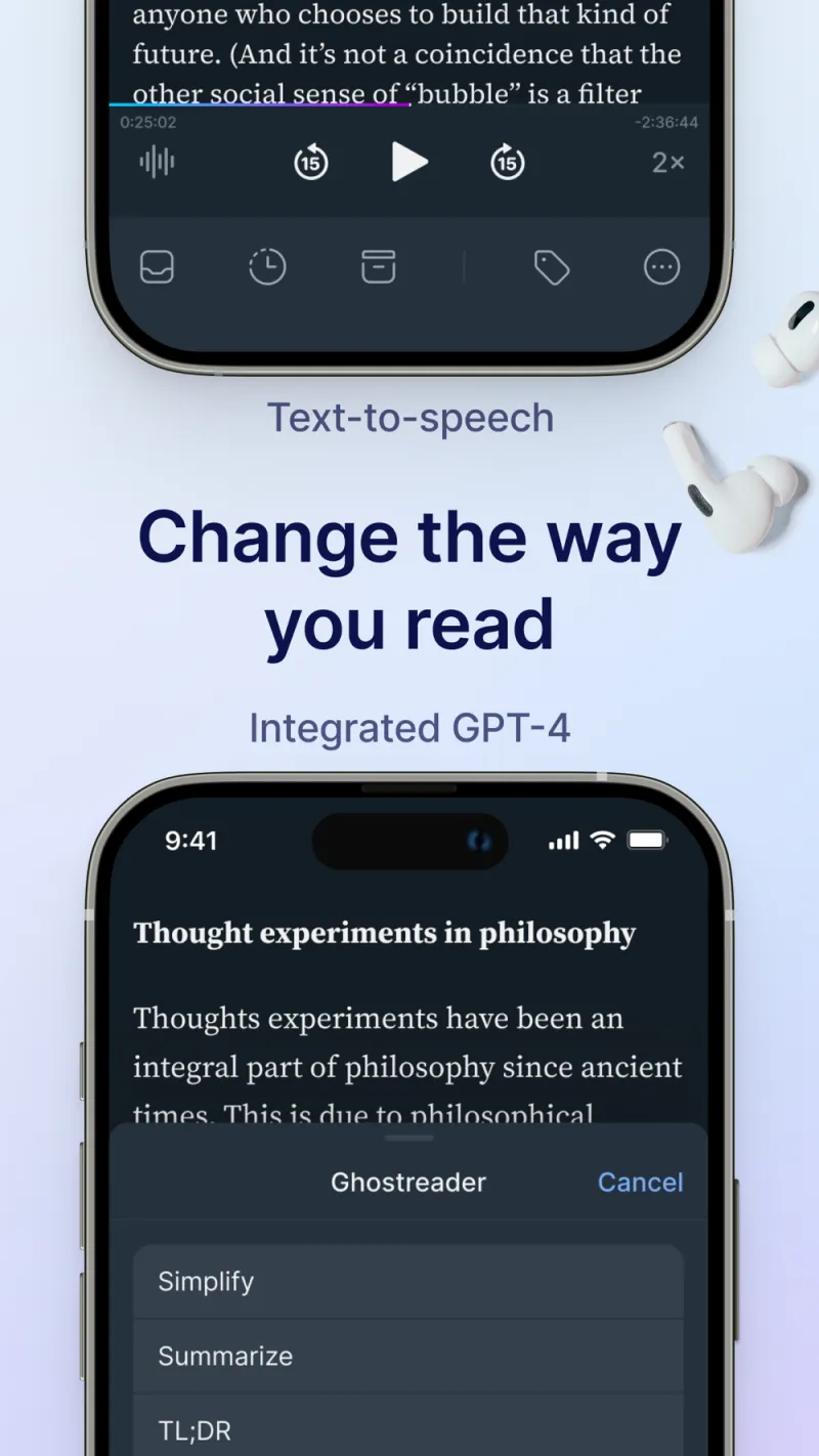 Screenshot of Readwise Reader - showing app interface and features