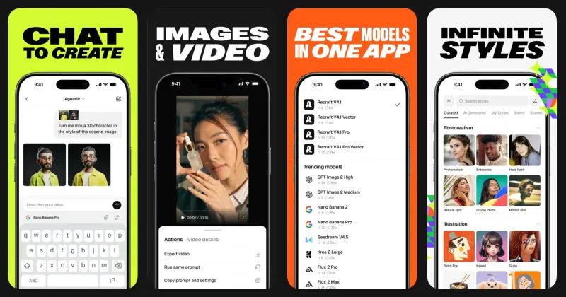 Screenshot of Recraft - showing app interface and features