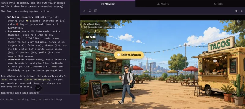 Screenshot of Rosebud AI - showing app interface and features