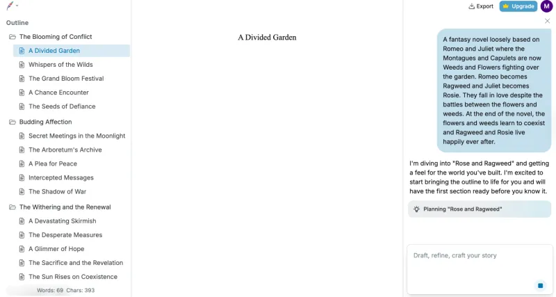 Screenshot of Squibler - showing app interface and features