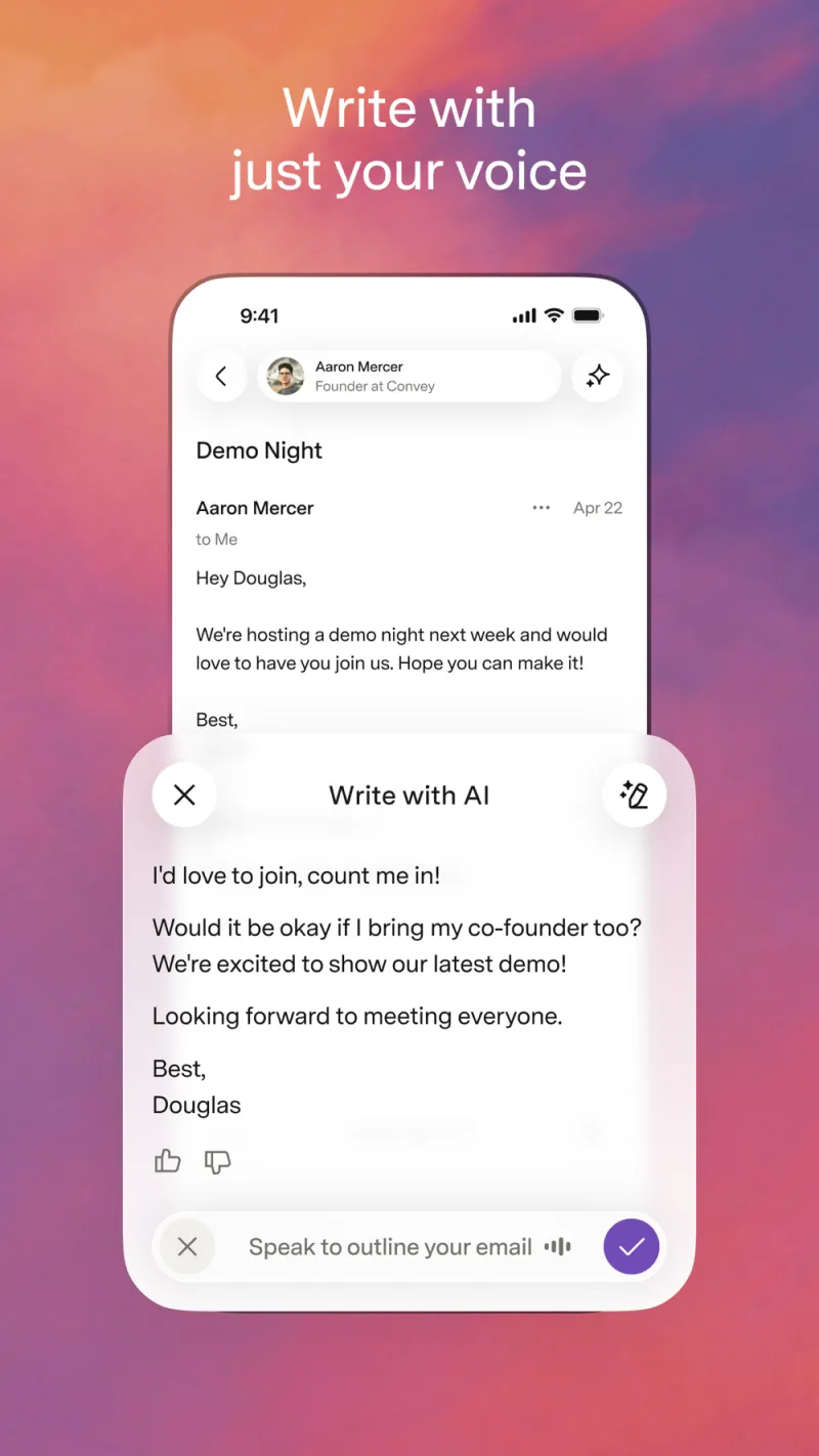 Screenshot of Superhuman Mail - showing app interface and features