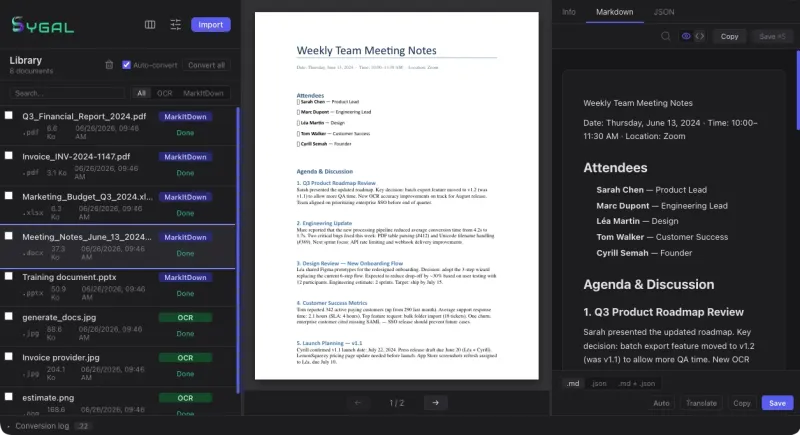 Screenshot of Sygal - showing app interface and features