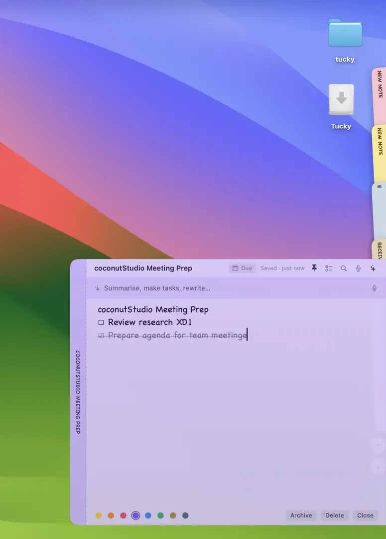 Screenshot of Tucky - showing app interface and features