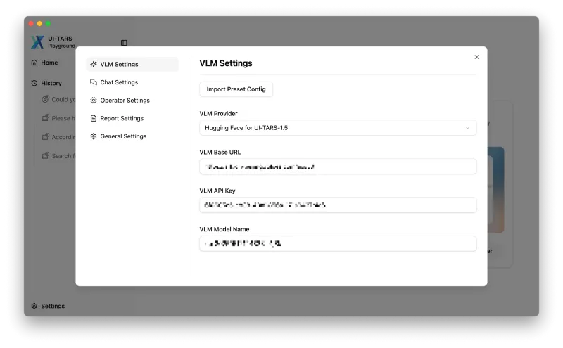 Screenshot of UI-TARS Desktop - showing app interface and features