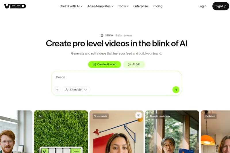 Screenshot of VEED - showing app interface and features