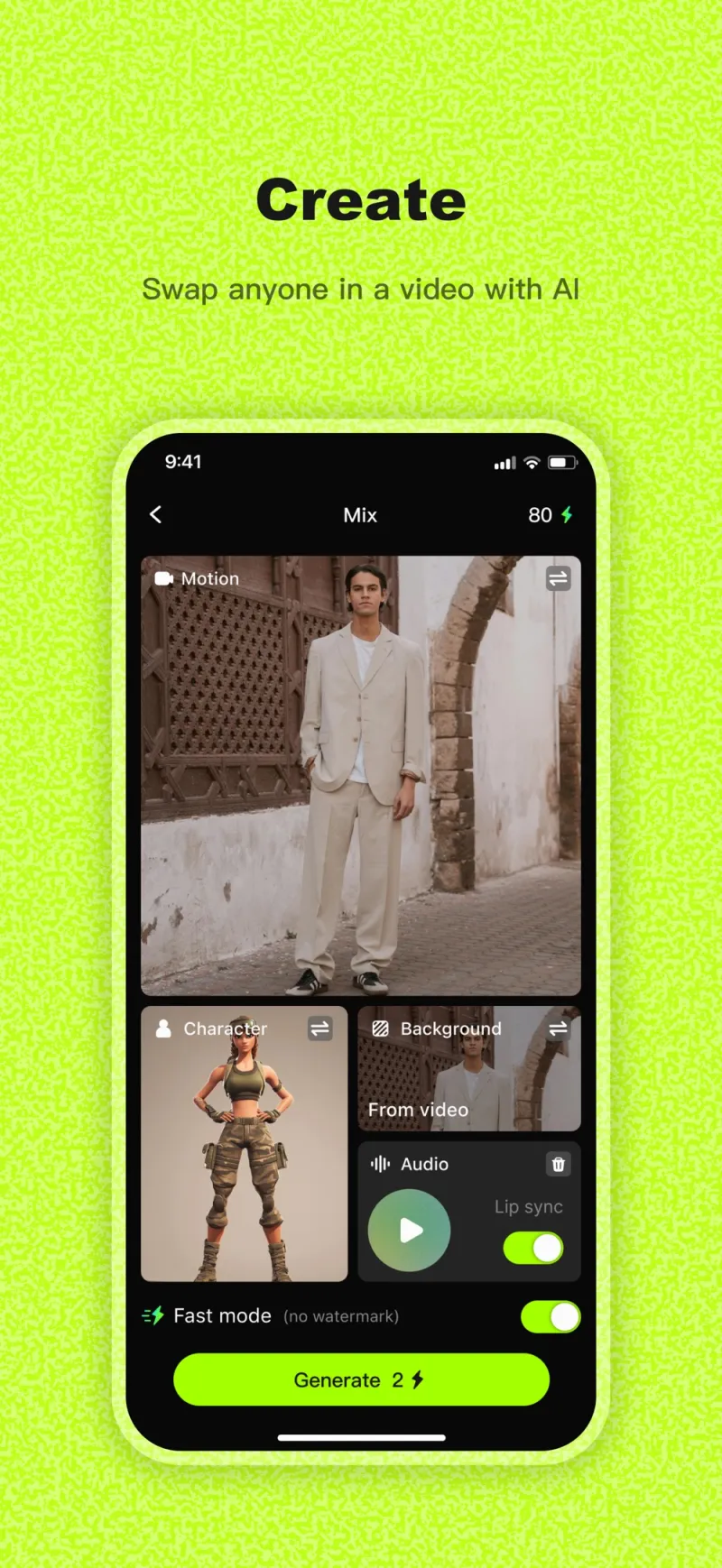 Screenshot of Viggle AI - showing app interface and features